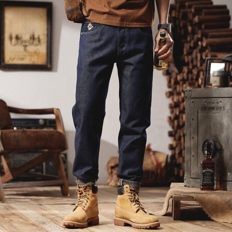 

Осенние мягкие джинсы мужские узкие брюки с принтом модные сочетаются с ботинками Мартин мужские брюки мужской стиль 38 синий