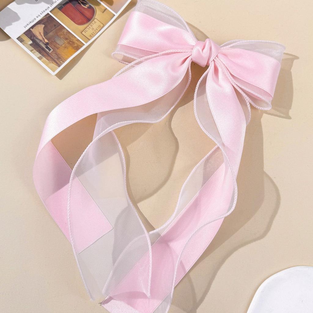 Super Fairy Mesh Bow Ribbon Hair Clip, Fashionable Temperament, High-end Feeling, Back of the Head Spring Clip