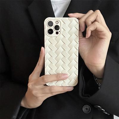 Luxury Matte Candy Color 3d Weaving Lattice Pattern Phone Case For Iphone 13 12 11 14 Pro Max Plus Soft Silicone Protecte Cover