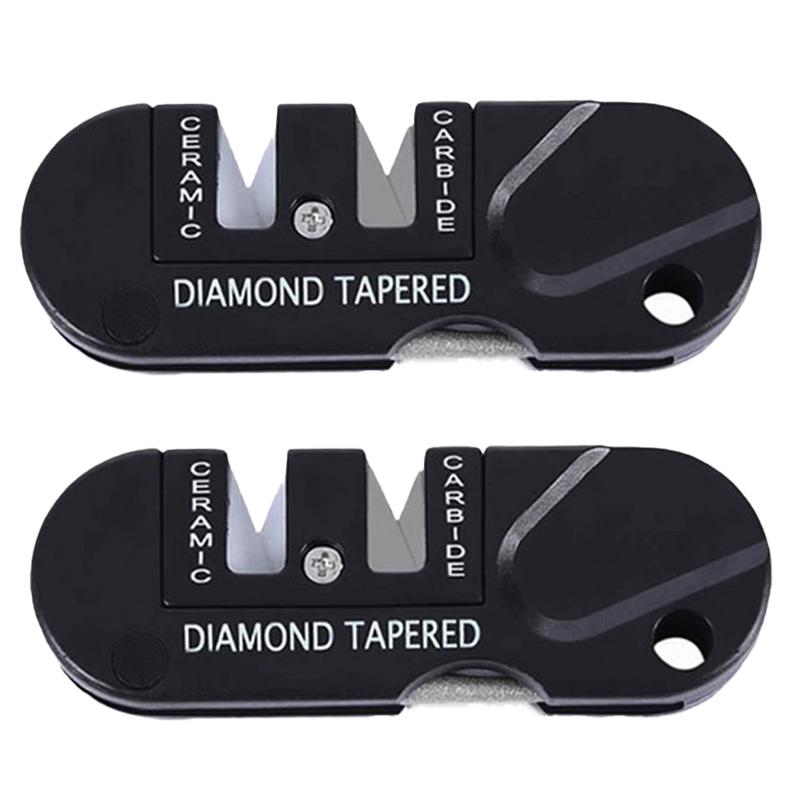 Multifunction 4-in-1 Knife Sharpener Pocket  Foldable Sharpening Stone with 3 Stages Ceramic & Carbide & Diamond Tapered