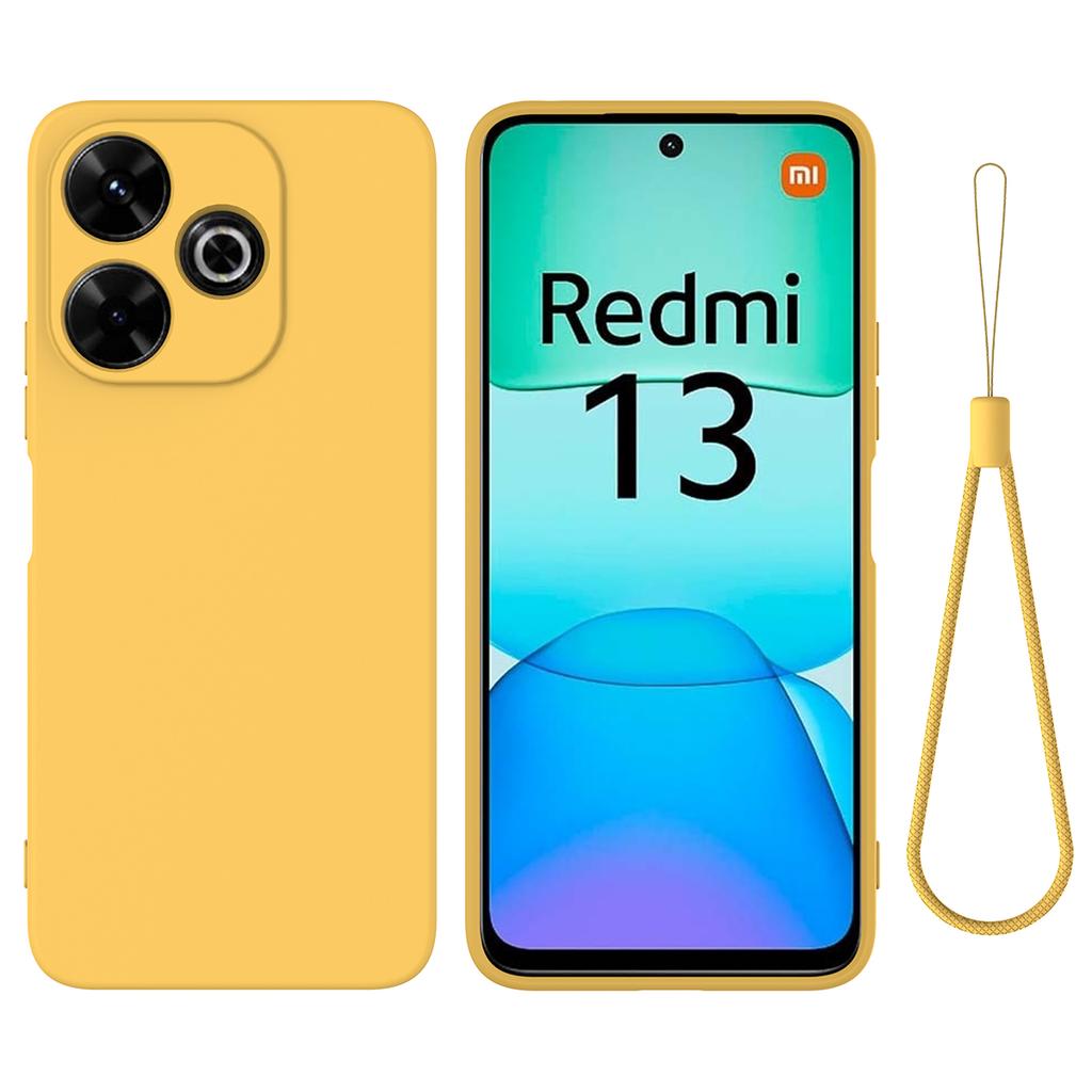 For Xiaomi Redmi 13 5G/13 4G/Note 13R 5G/Poco M6 4G Case Liquid Silicone Phone Cover with Wrist Strap