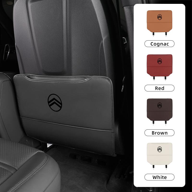 Car Seat Back Protective Mat Anti-kick Pad With Storage Pocket Accessories For Citroen C1 C2 C4 C3 C5 Berlingo Celysee Cactus