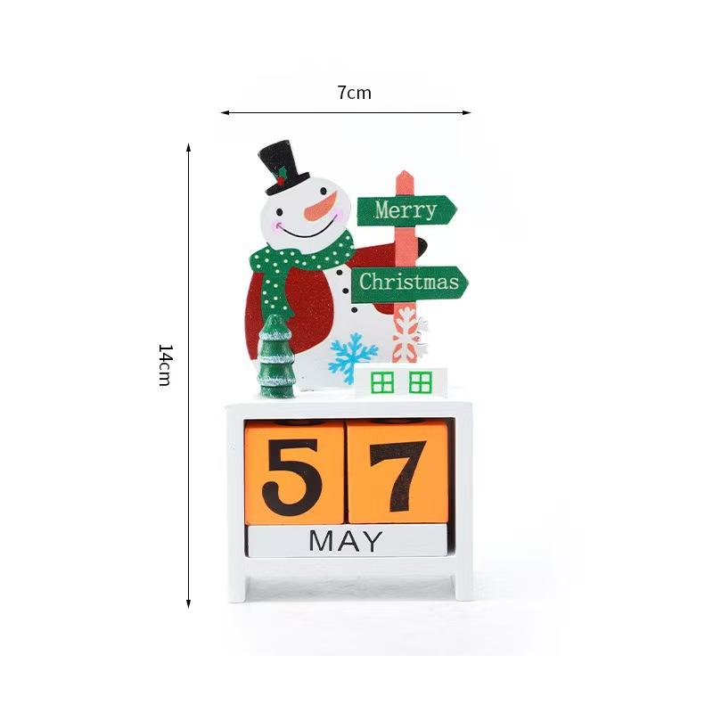

1Pc 7.3*14cm Christmas Decoration Wooden Calendar Display Window Desktop Decorations New Year Scene Originality Gift DIY