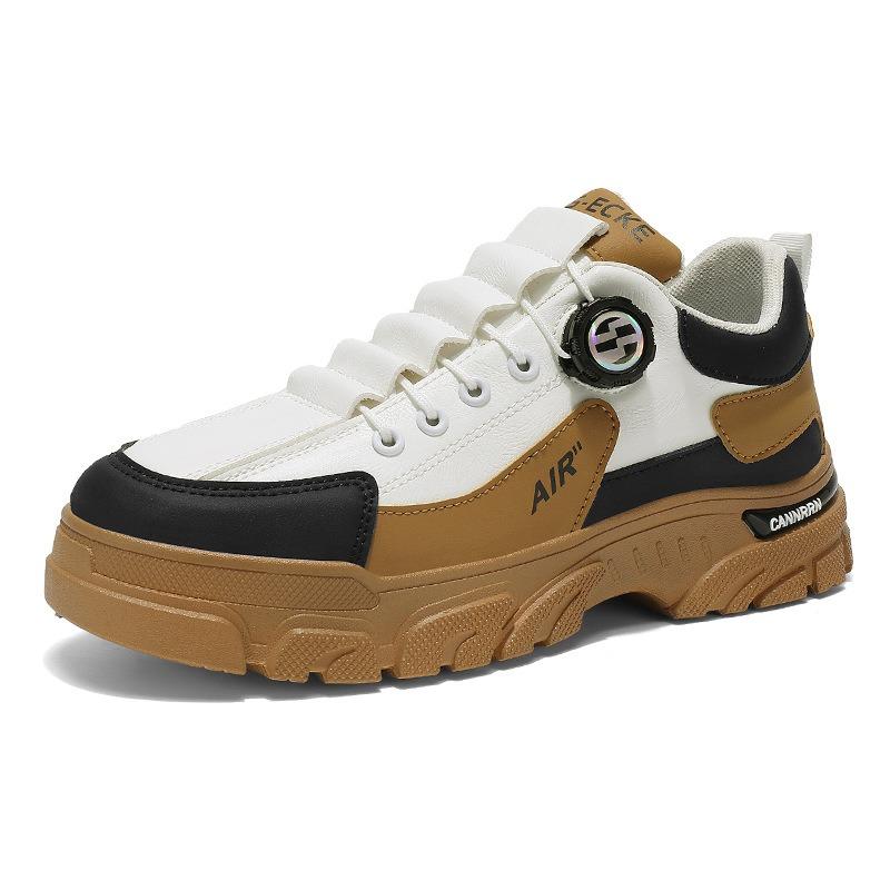 Fashion Autumn Men's Low-top Rotating Buckle Works Shoes Platform Casual Sneakers Fashion Brand Elastic Running Sports Shoes Zapatillas