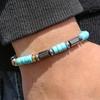 Men’s Natural Stone Bracelet Casual Jewelry Accessory with Gold-Tone Accents, No Pendant Design for Daily Wear and Gift Use
