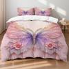3D Jewel Butterfly Duvet Cover Set Red Green Gradient Gem Print Bedding King Queen Twin Size Girls Bedroom Decor