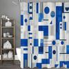 Blue Geometric Pattern Shower Curtain Washable Dirt-Resistant Shower Head Waterproof Polyester Bath Curtain For Home Decor