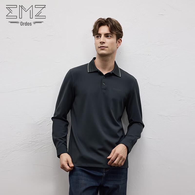 EMZ Men's Skin-friendly Thermal Long-Sleeve Polo Shirt