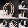 Gold And Silver Geometric Woven Pearl Rice Bead Earrings Internet Celebrity Fashion Versatile Trend Earrings Retro E82