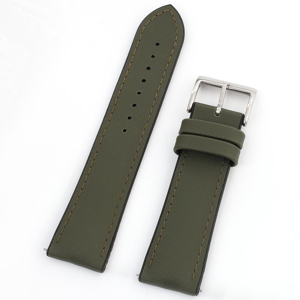 

Sailcloth Leather Watch Strap 20mm 22mm Waterproof Silicone Watchband Qucik Release Wristband Bracelets Accessories 22mm зелений