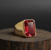 Ruby Ring, Mens Signet Ring, 925 Solid Sterling Silver, Gemstone Ring, Handmade Jewelry, 12x16 MM Ruby