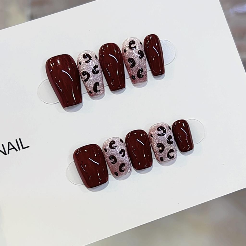 Pure Hand-made Phototherapy Wears Armor, Cat-eye Maillard Leopard Print, Use Nail Art Patch To Disassemble