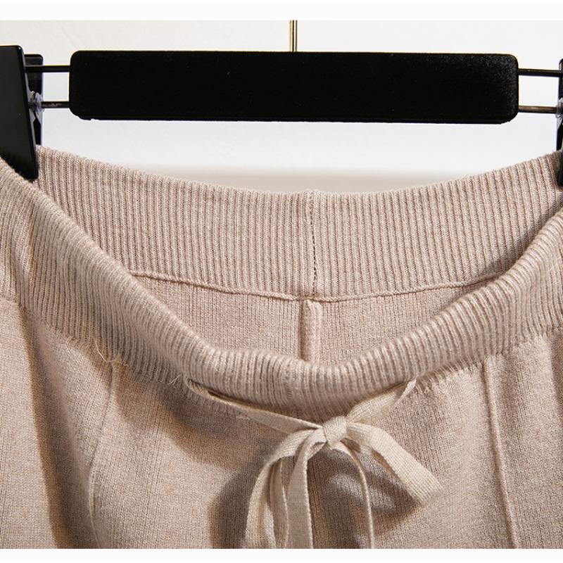 Dimanaf 2025 Autumn Plus Size Harlen Knitted Pants New Women Fashion Loose Vintage Wide-leg Pants