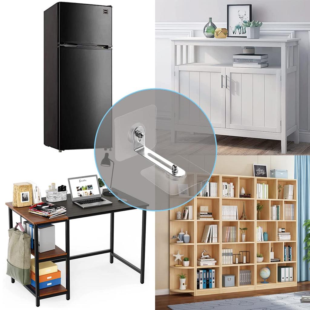 Set of 6 Furniture Device No Drilling Installs with Adhesive Discreet and Earthquake Prevents Furniture from Suitable for and Disaster Preparedness