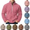 Felpa con zip e stampa leopardata da uomo in flanella, taglie forti, colletto alto, top casual alla moda per autunno inverno