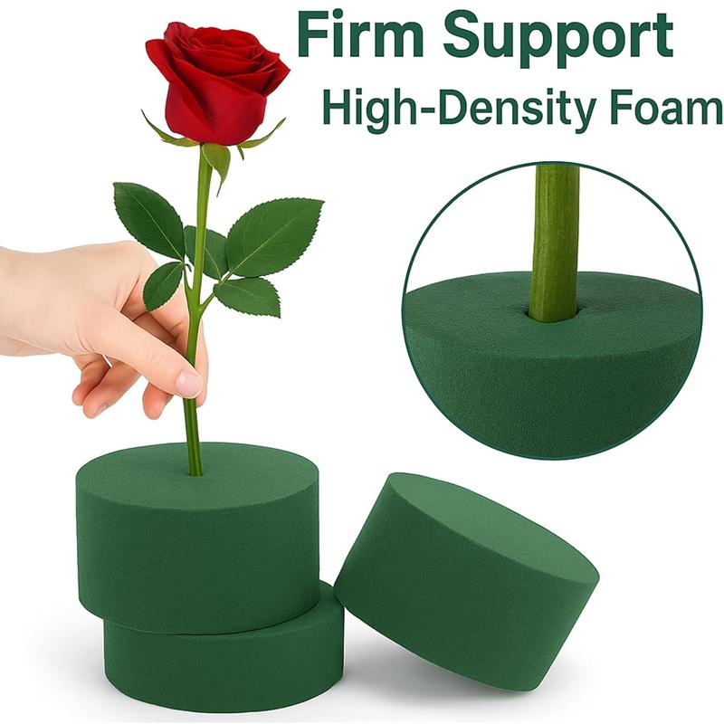 Green Round Floral Foam Blocks, Wet & Dry Florist Bricks for Fresh & Artificial Flowers, DIY Wedding Birthday Party Flower Decoration