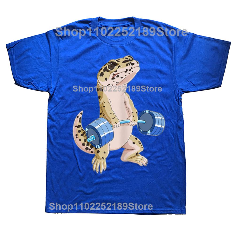 Funny Deadlift Weightlifting Reptile Gecko Graphic T-shirts Men Fashion Casual Oversized Tshirt 100% Cotton Loose T Shirt