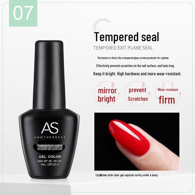 AS Nail Art Anti-Lift Gel No-Wipe Top & Base Coat Light Therapy Transparent Set - Long-Lasting Strengthening.