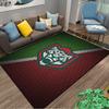 Leopard Emblem on Red Green Carpet suitable as a non-slip mat for the living room or bedroom sofa
