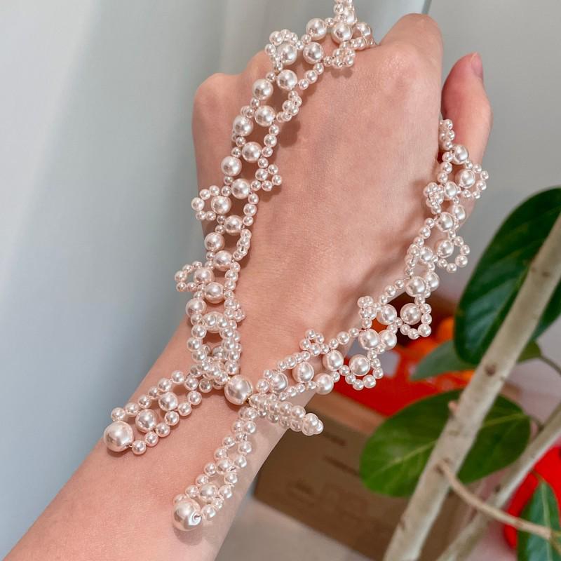 Handmade Pearl Necklace with Bow Clavicle Chain - Light Luxury Design for Women