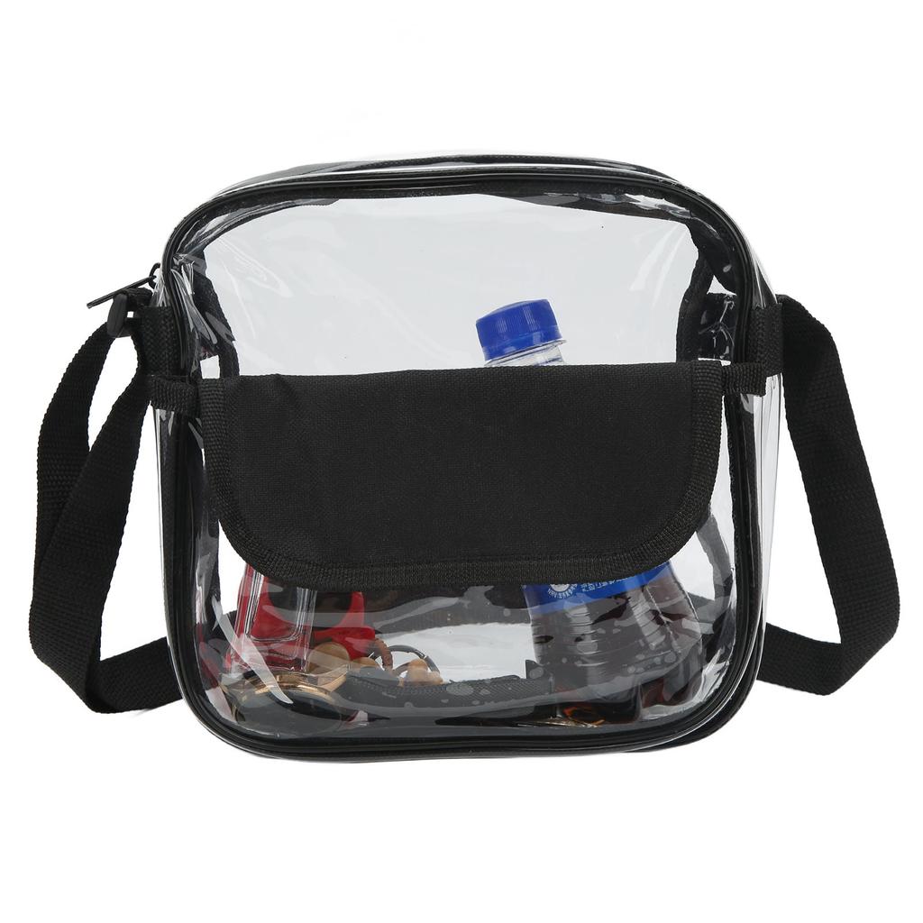 Transparent Messenger Bag PVC Shoulder Bag with Adjustable Strap for Daily Shopping Beach Traveling