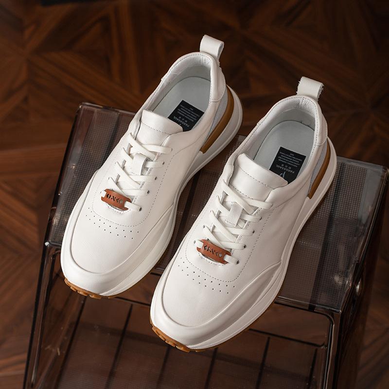 Nowość 2024 Męskie Casualowe Męskie Buty ze Skóry Naturalnej Styl Brytyjski Gruba Podeszwa Męskie Skórzane Sneakersy Rekreacyjne Buty Outdoorowe