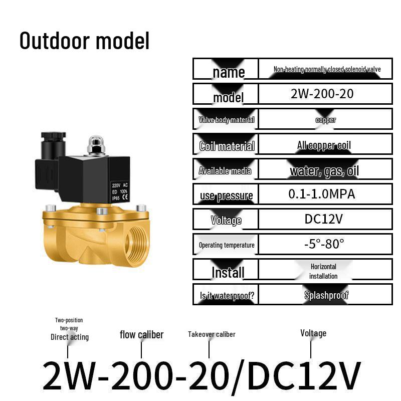 Válvula Solenoide Eléctrica - 1 Pulgada, 4 Puntos, Normalmente Cerrada, 12V/24V/220V Control de Agua y Drenaje