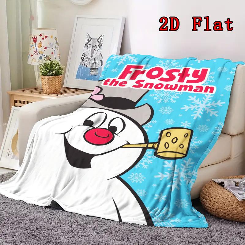 Frosty der Schneemann 2D Flaches Muster Flanell Decke Hohe Qualität Alle Jahreszeiten Wärme und Komfort Perfekt für Weihnachtsgeschenke.PMT0914015