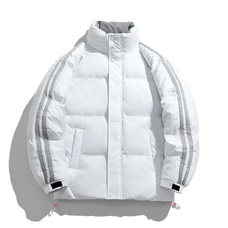 

New youth cotton-padded clothes thickened solid color thermal stand-up collar cotton-padded jacket men s cotton-padded clothes M білий