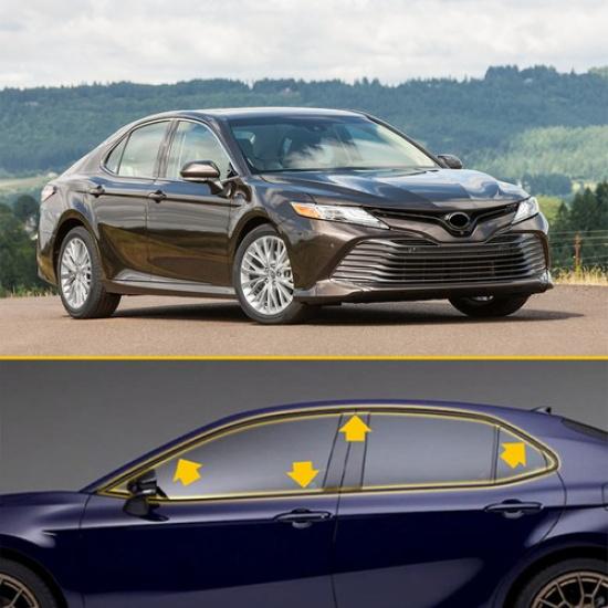 Chrome Delete Fensterzierleisten Blackout Überzug für 2018-24 Toyota Camry Glänzend Schwarz