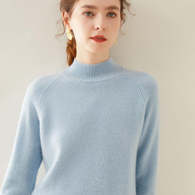 Women's Cashmere Half-High Collar Sweater - Thickened Wool Knit Base Layer for Autumn/Winter