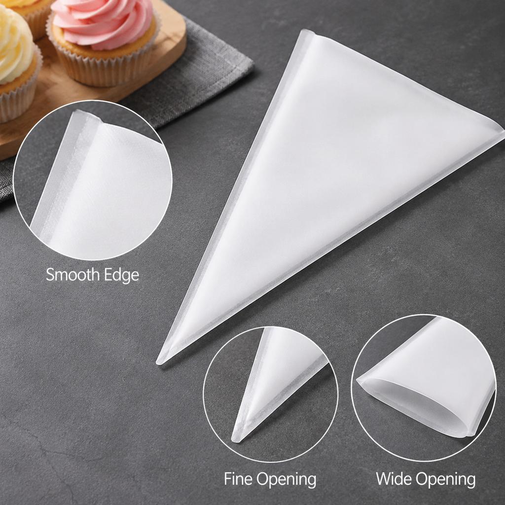 Piping Bags 50 Pcs White Disposable Triangular Pastry Icing Bags for Cake Decorating, Cupcakes, Desserts and Baking
