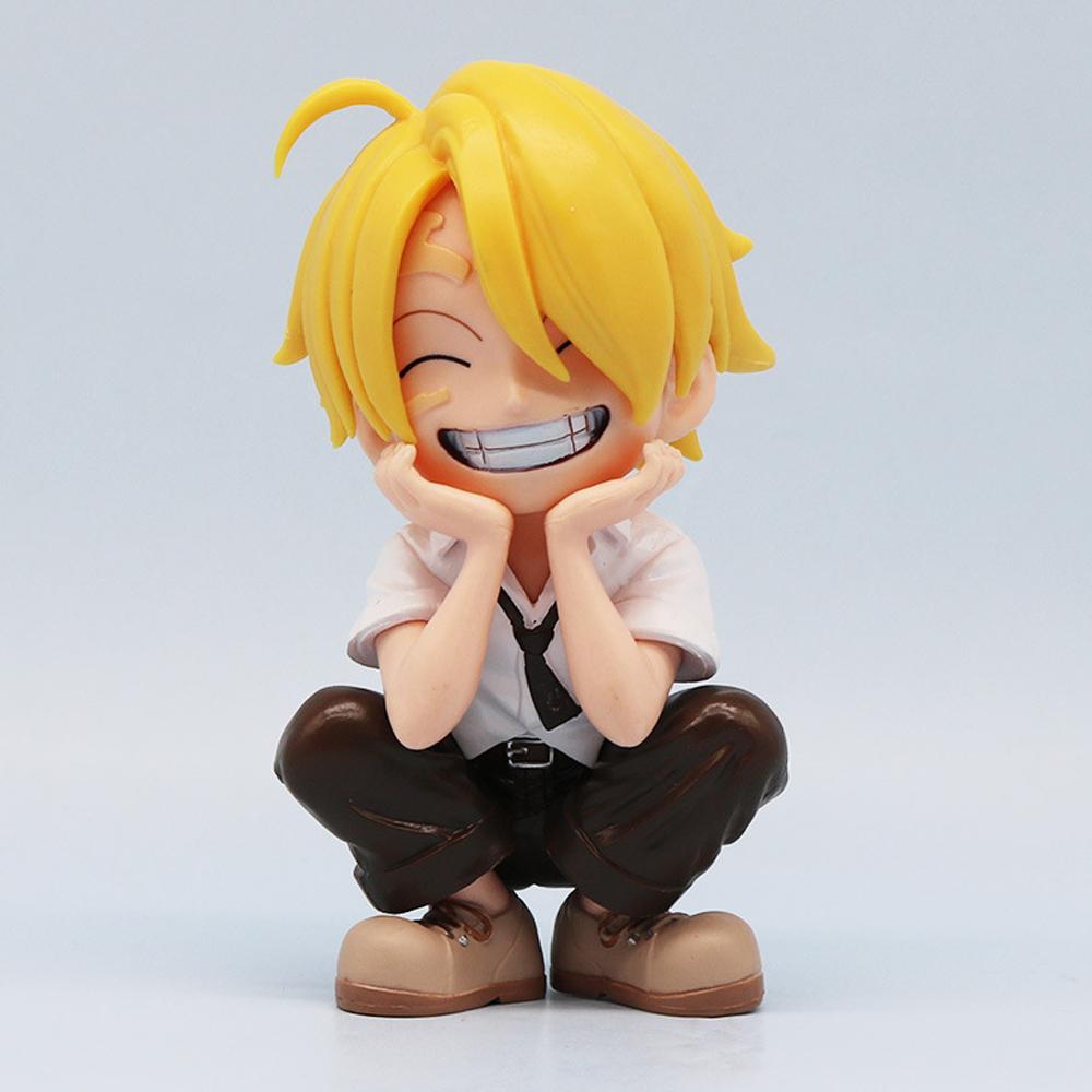 1-3pcs One Piece Anime Figure Sitting Laughing Luffy Action Figures Kawaii Sanji Zoro Figurine Collection Toys Doll Gift Model