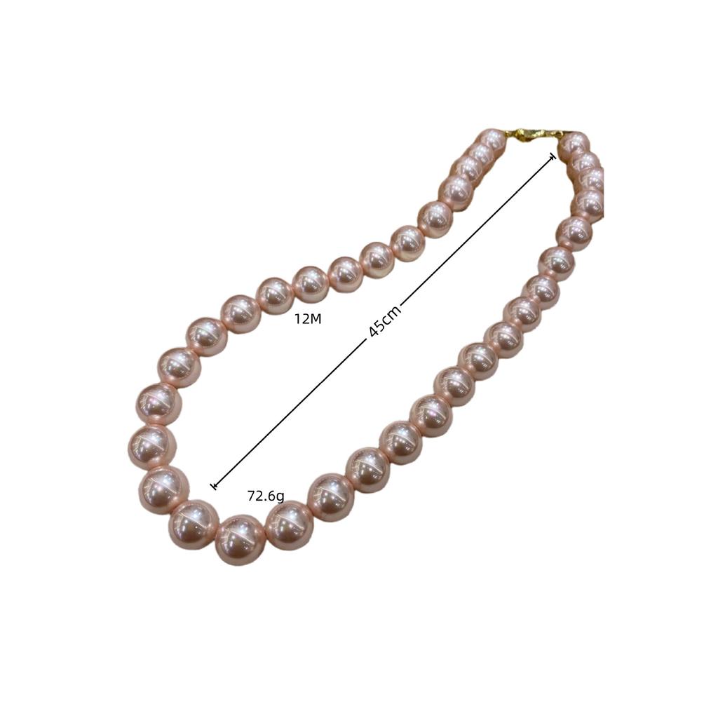 12M Pink Necklace Women'S Pink Beaded Collarbone Chain Autumn And Winter Light Luxury Sweater Chain