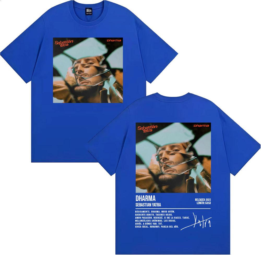Sebastian Yatra Dharma 2025 Tour Merch T-shirts Men Women Vintage Hip Hop High Street T-shirt Casual O-Neck High Quality T Shirt
