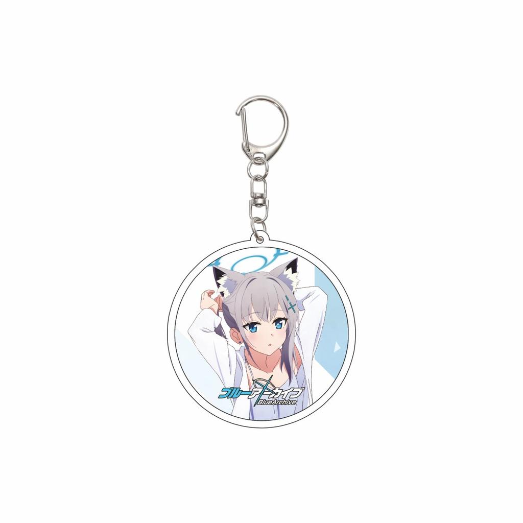 55MM Anime Blue Archive Keychain Asagi Mutsuki/Kurodate Haruna/Himuro Sena Key Chain Acrylic Model Plate Christmas Gifts