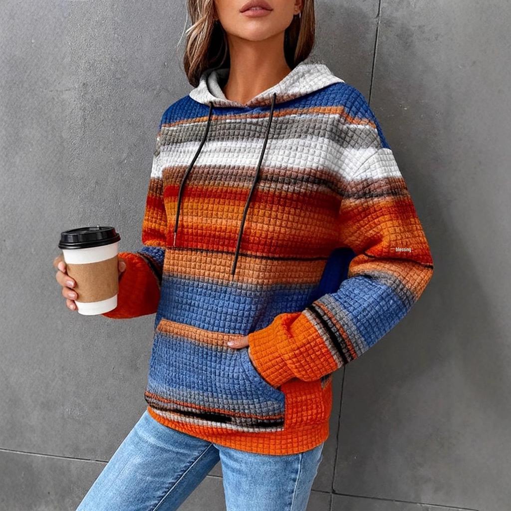 Damen Pullover mit Kapuze und Aufdruck Herbst/Winter