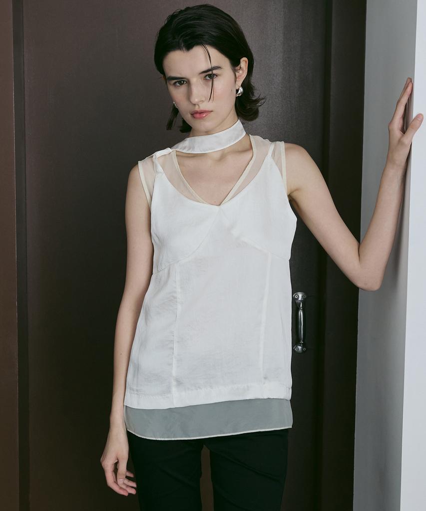 Baillie Sheer Tie Blouse (Ivory)