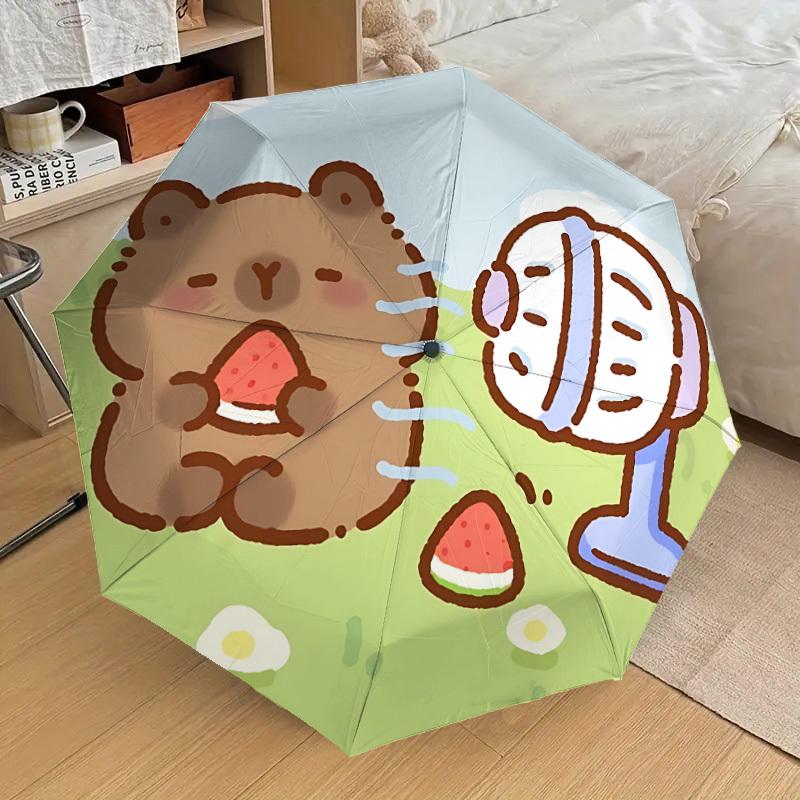1 stuks Capybara, Bureauventilator Automatische Open/Sluit Paraplu, Compacte Opvouwbare Paraplu met Lichtgewicht Ontwerp voor Vrouwen/Mannen yy251028264