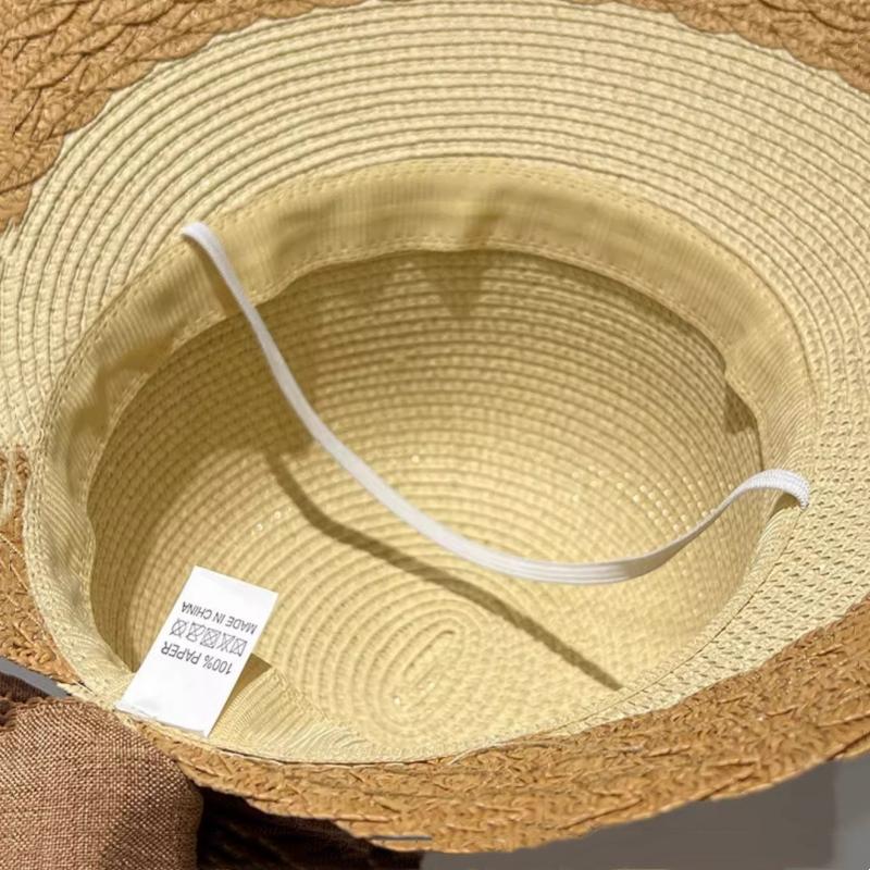 Summer Women Large Bow Straw Hat Portable Foldable Holiday Beach Sun Visors Hand WovenSolid Color Female Sunshade Bonnet Cap