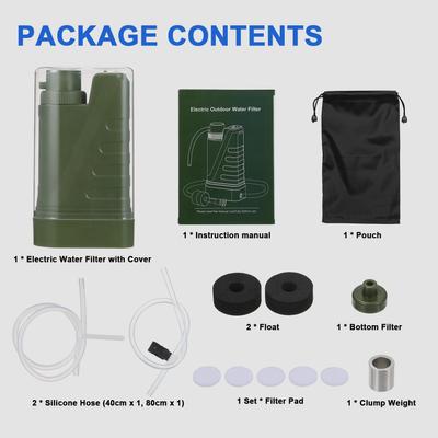 Kit di sopravvivenza per sistema di filtraggio dell'acqua elettrico Filtro per l'acqua portatile alimentato tramite USB con luce notturna