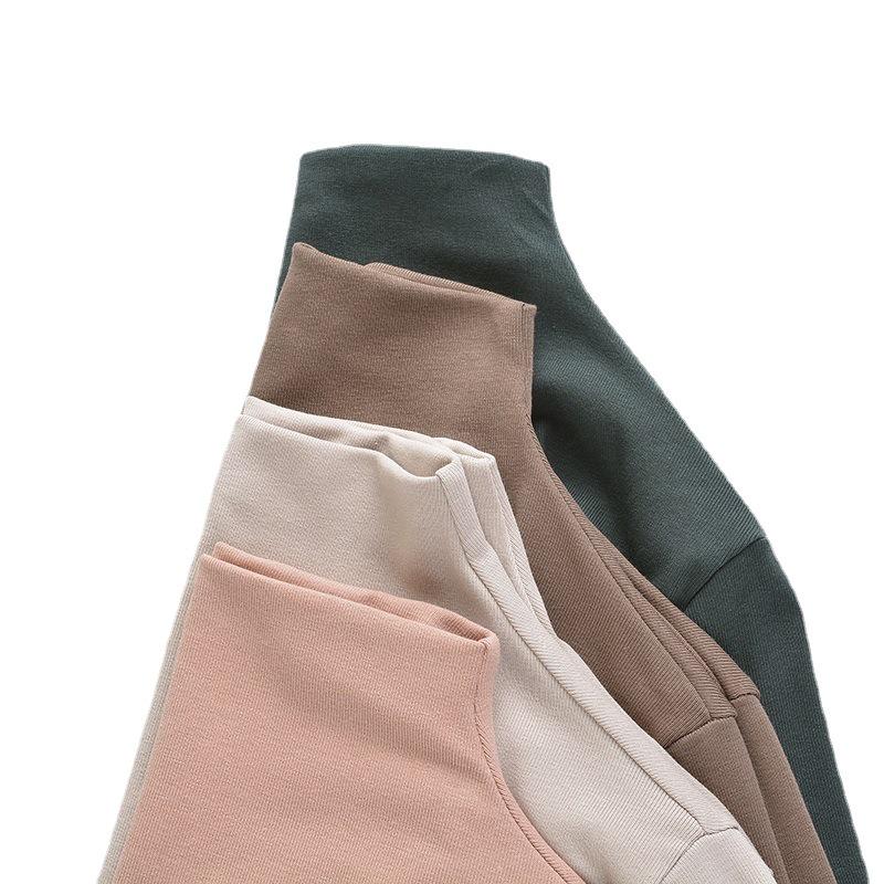 2023 Korean Style Women's Slim Fit Half-High Collar Long-Sleeve Solid Color T-Shirt for Early Autumn