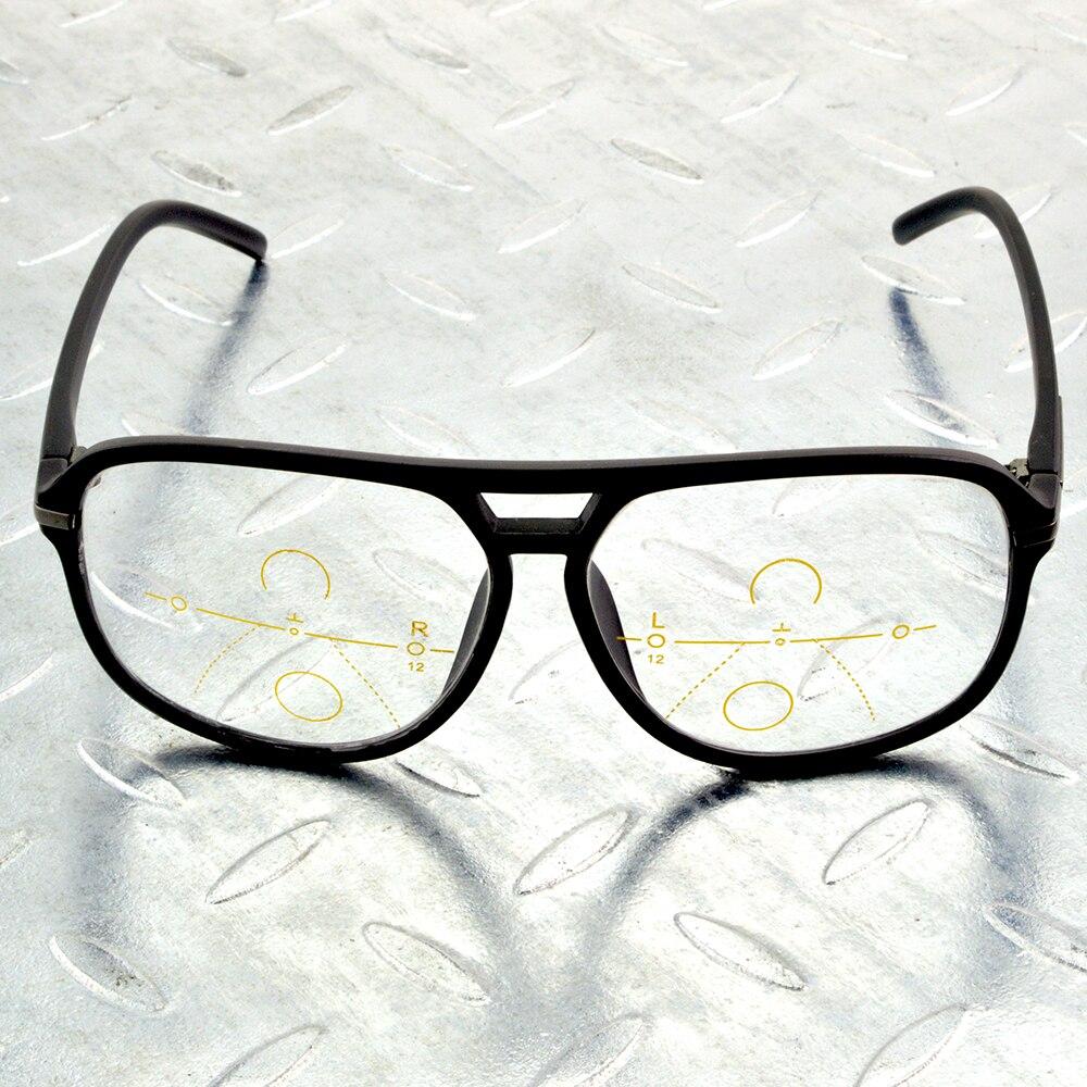 Handgefertigte TR90-Lesebrille mit Doppelsteg, Pilotenbrille, übergroße Gleitsichtbrille, Mehrschichtbeschichtung, +0,75 bis +4, Nah- und Fernsicht