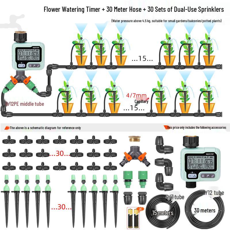 Smart Garden Sprinkler: Timed Irrigation System with Large Screen Controller for Automatic Flower Watering
