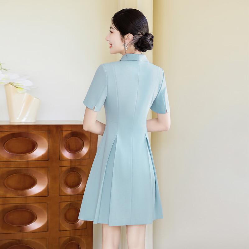 Women's Glacier Blue Professional A-Line Suit Dress