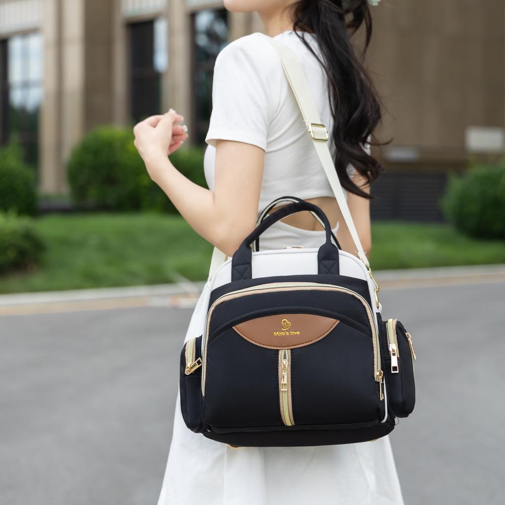 Oxford Mummy Tote Bag Multifunctional Backpack Baby Diaper Shoulder Bags Outdoor Baby Insulated Bottle Handbag Women'S Portable Stroller Backpack