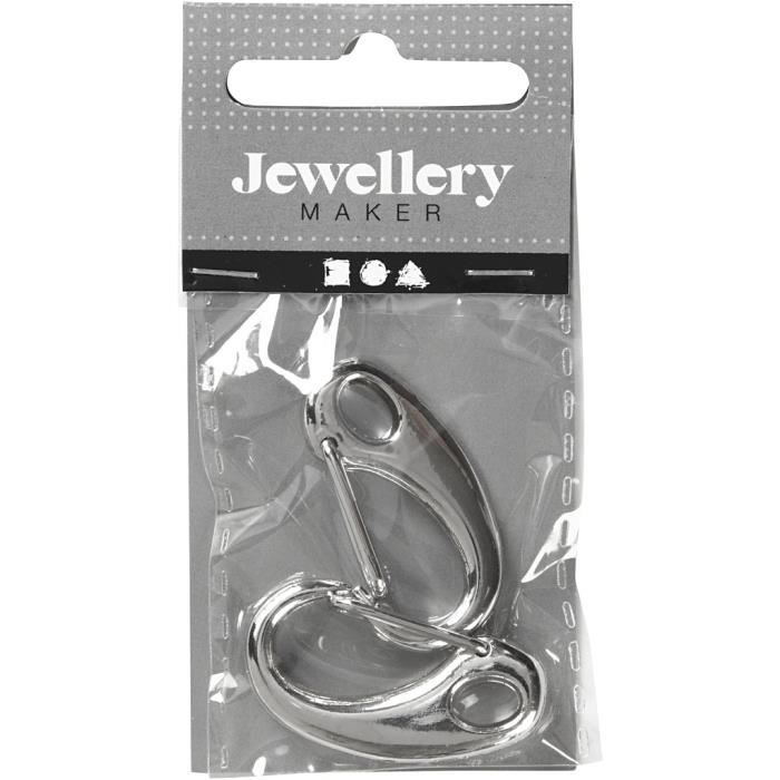 Key Hook - Creotime - 30 X 15 Mm - Silver - Metal - 2 Pieces