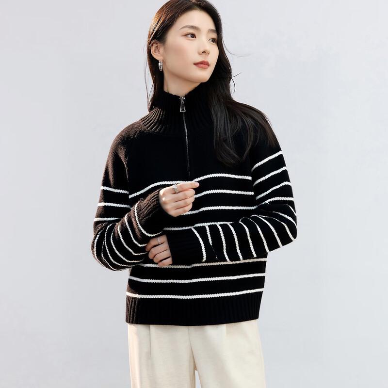 Women's Classic Striped Lapel Knit Sweater