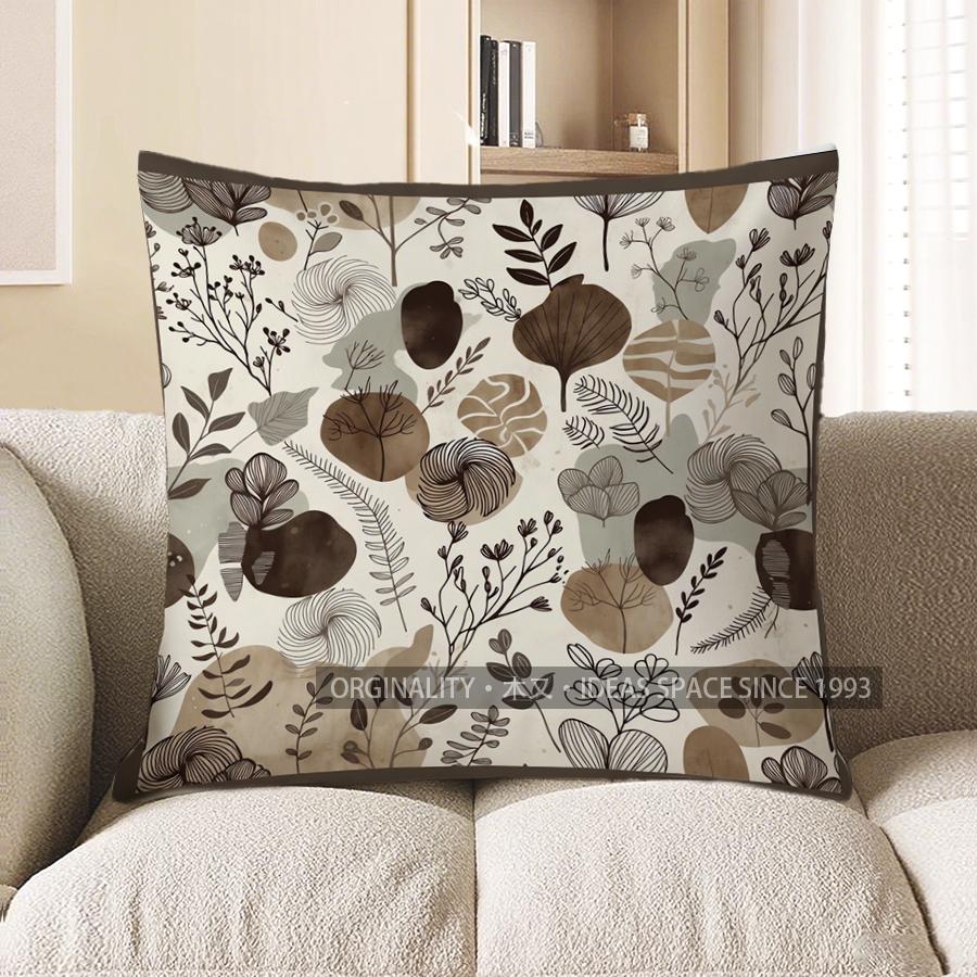 2D Floral & Nature Pattern Decorative Pillow Covers Pattern Cushion Cover Suitable For Sofa Bedroom Car Pillow Cover