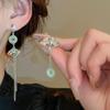 "Silver Needle Bamboo Fan Earrings: Butterfly Drop, Retro Fashion for Women"